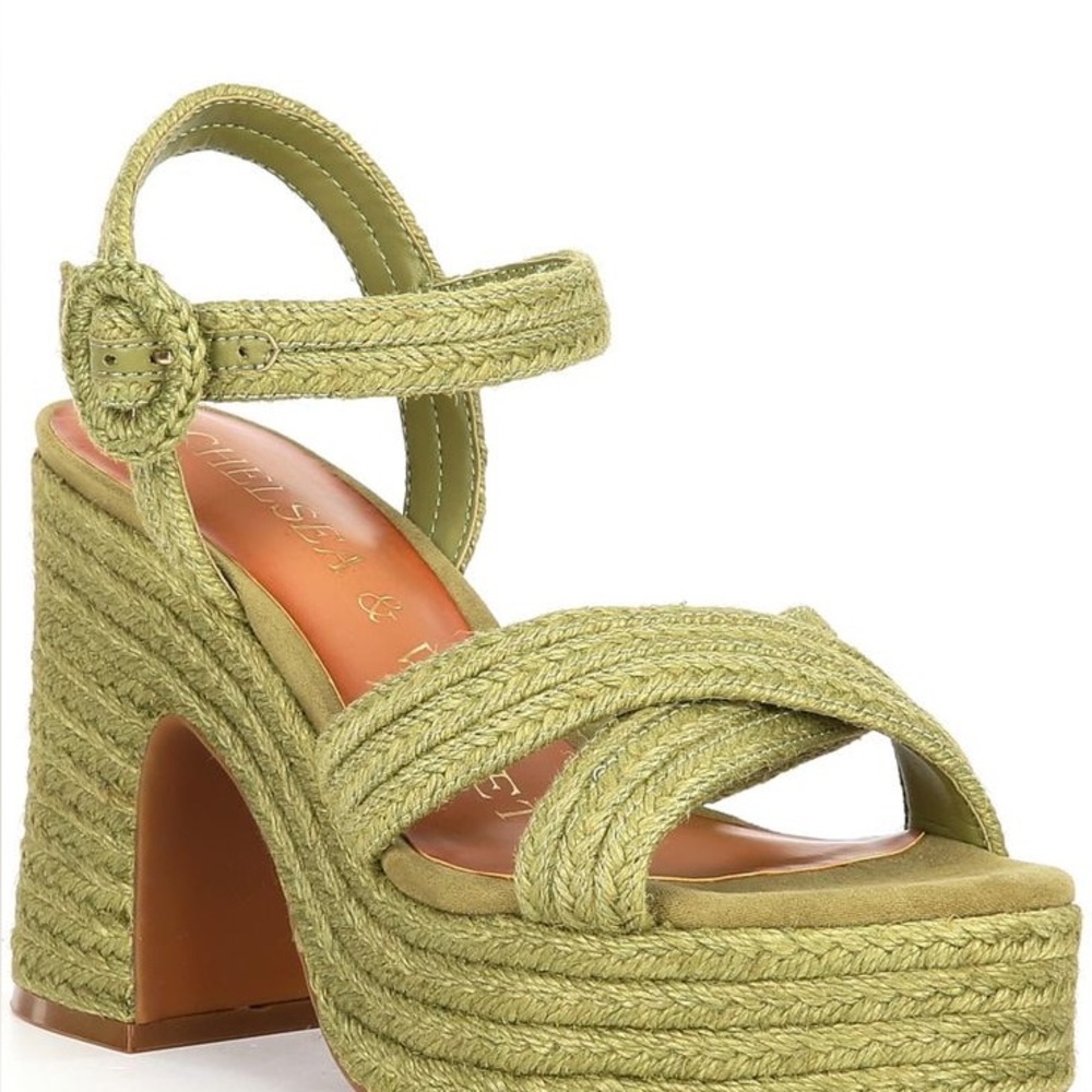 Chelsea & Violet Olive Green Woven Platform Sandal
